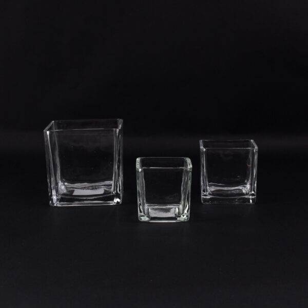 Candle Holder Square Glass 2