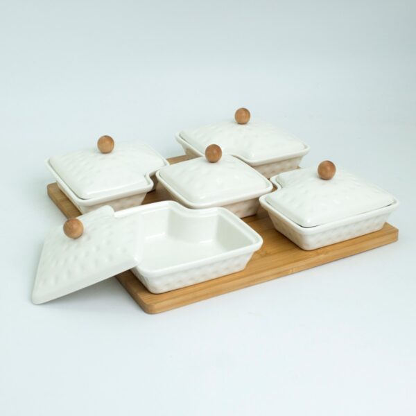 Divided Ceramic Serving Platters with Lid - Image 2