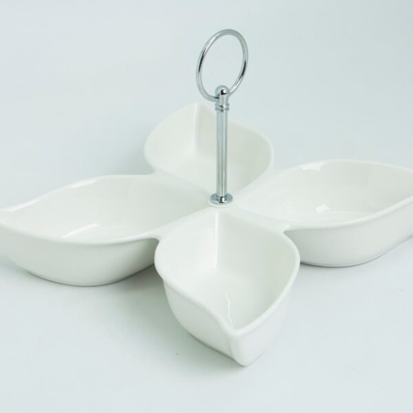 Ceramic serving platter with four compartments