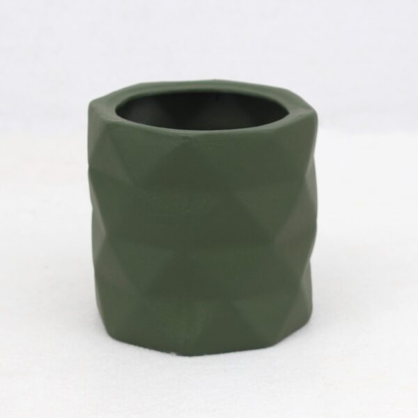 Natural Clay Pot Diamond  Cut Design Small | Green Color