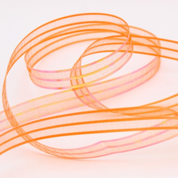 Orange Shine Mesh Ribbon | 10 Yard