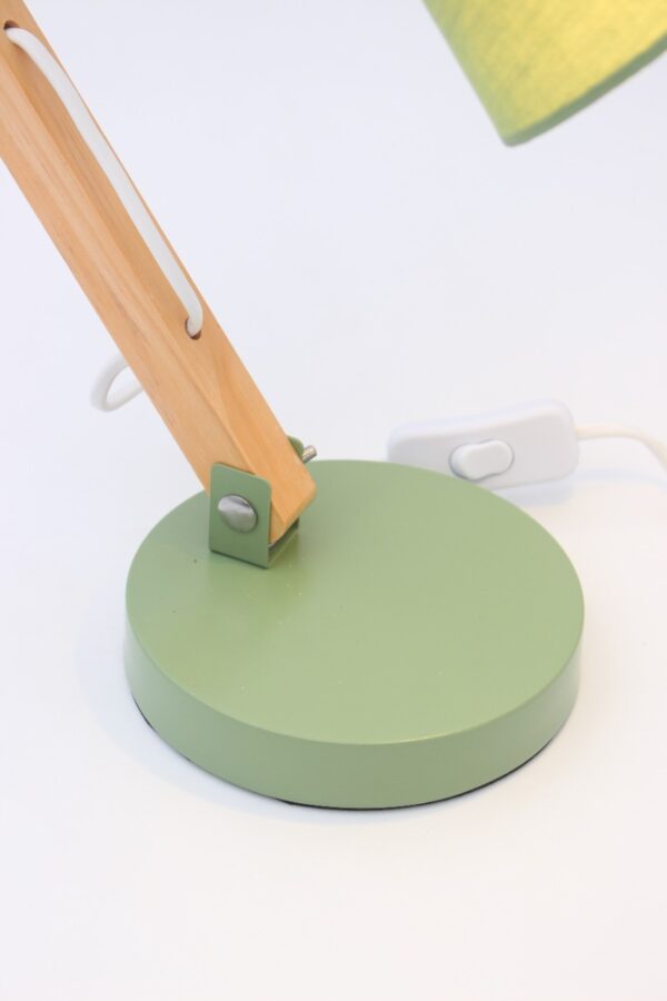 Wooden desk lamp Green Color (without Bulb) - Image 2