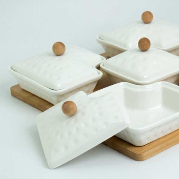 Divided Ceramic Serving Platters with Lid - Image 3