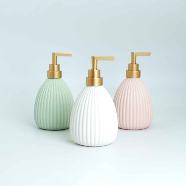 Striped Ceramic Soap Dispenser 350ml