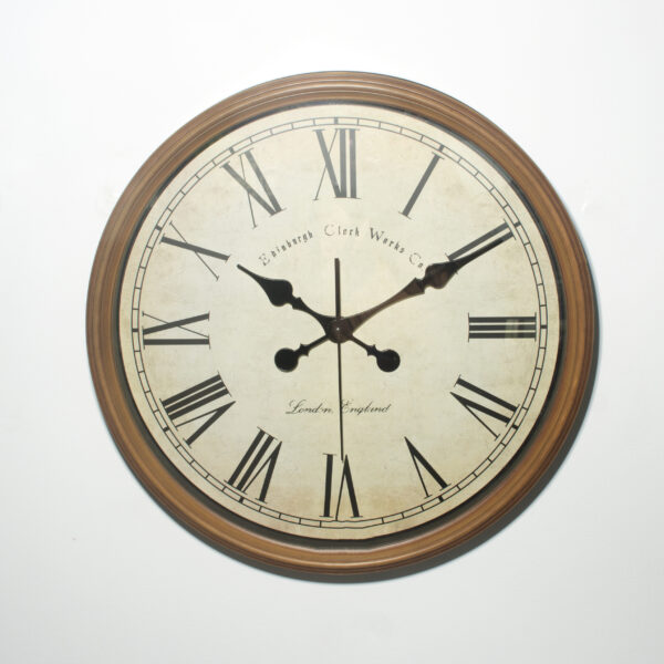 Edinbrough Large Decorative Wall Clock 20 Inch Rustic Brown Rim