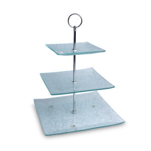 Glass 3 Tier Platter - Crack Square