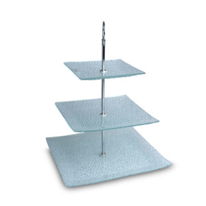 Glass 3 Tier Platter - Bubble Square