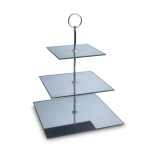 Glass 3 Tier Platter - Mirror Square