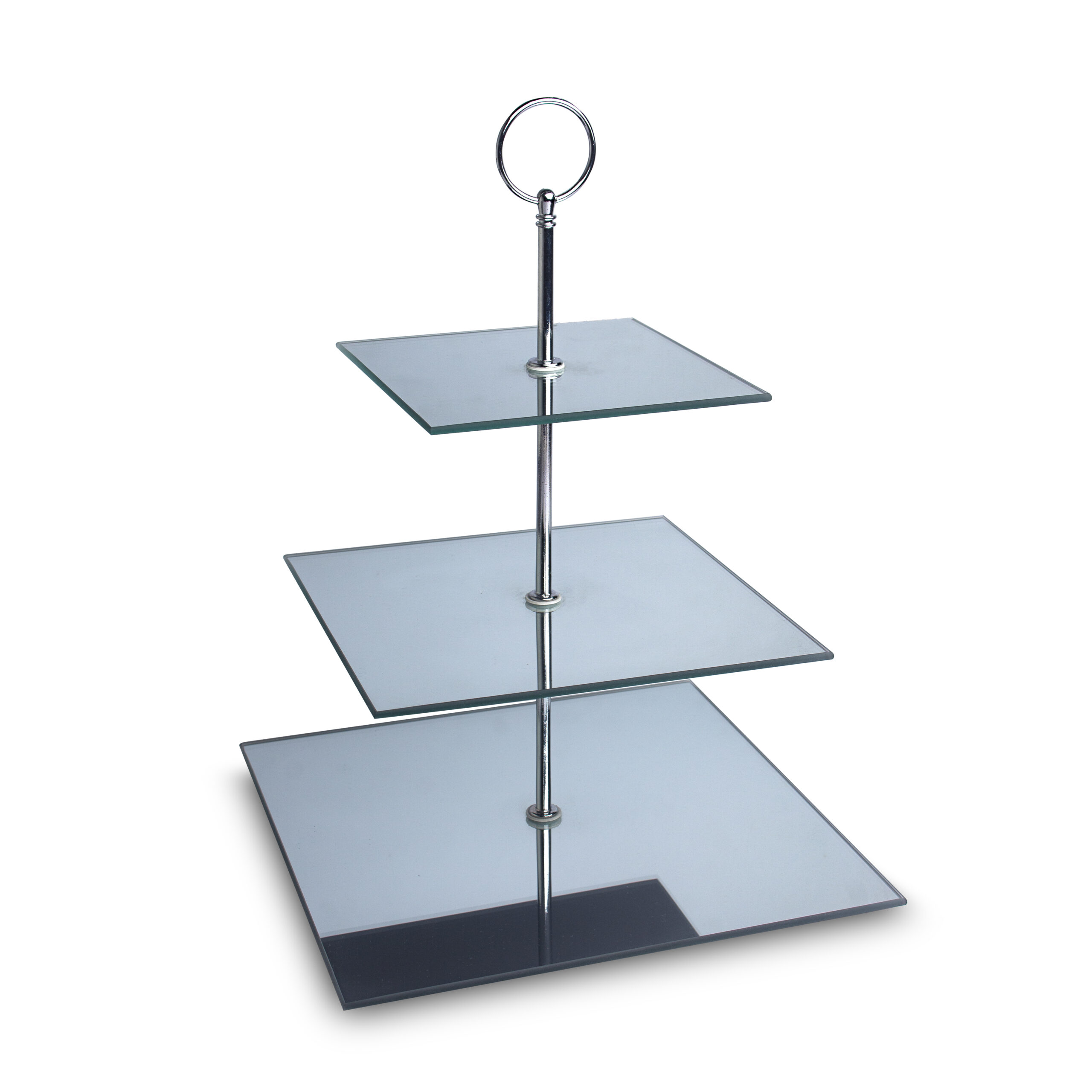 Glass 3 Tier Platter - Mirror Square