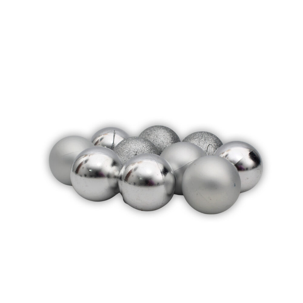 10 Pieces 5.5cm Christmas Baubles - Silver