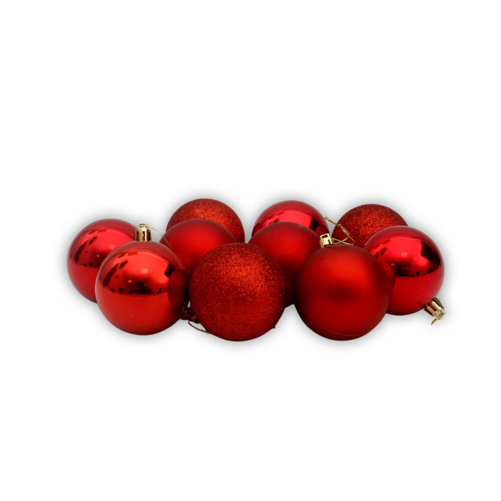 10 Pieces 5.5cm Christmas Baubles - Red