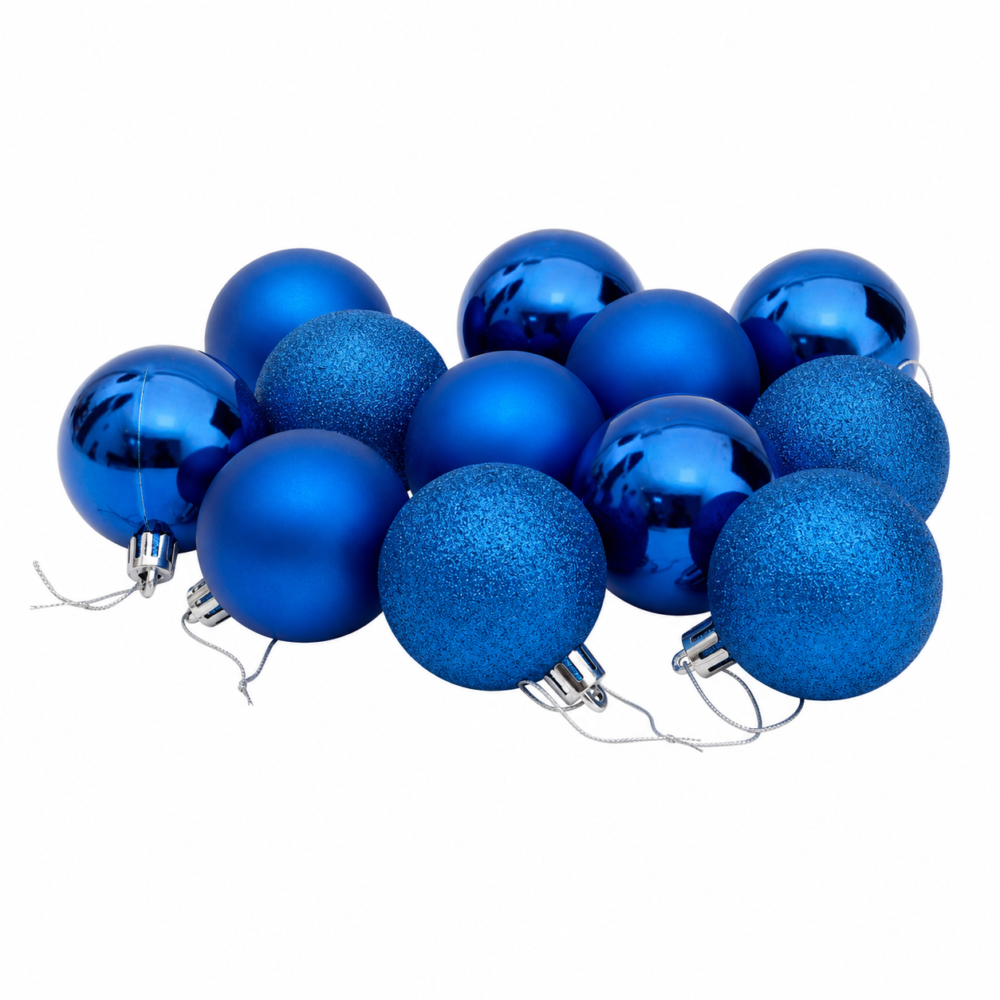 Royal Blue Shatterproof Christmas Bauble Ornaments (18 cm - Pack of 10)