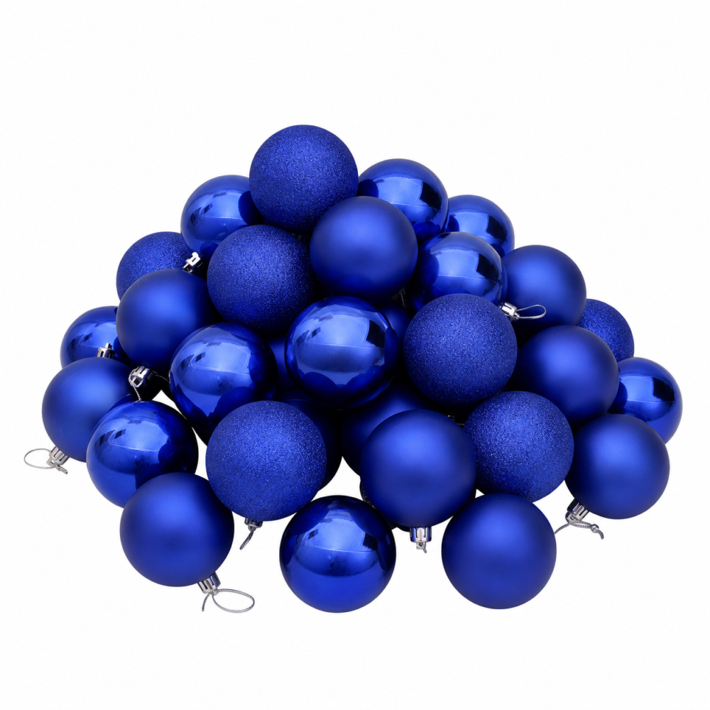 Royal Blue Shatterproof Christmas Bauble Ornaments (15 cm - Pack of 30)