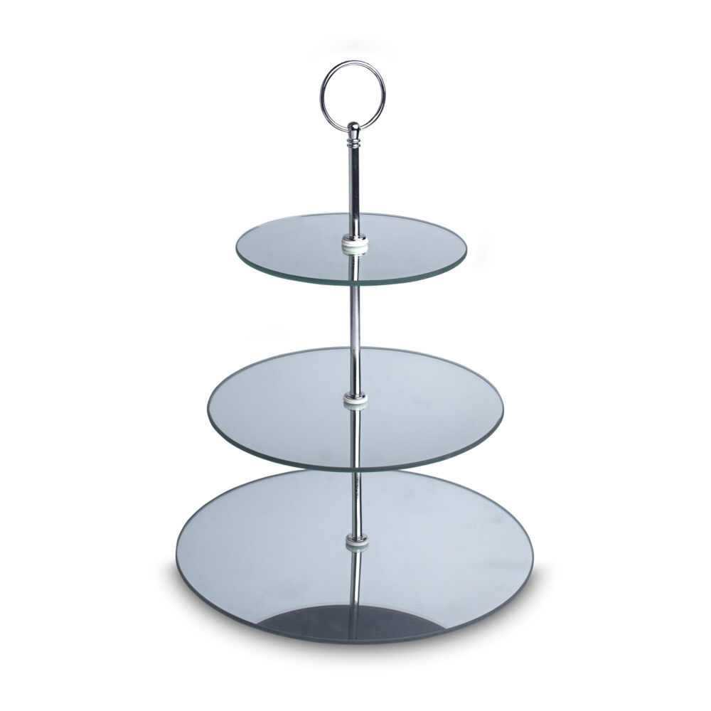 Glass 3 Tier Platter - Mirror Round
