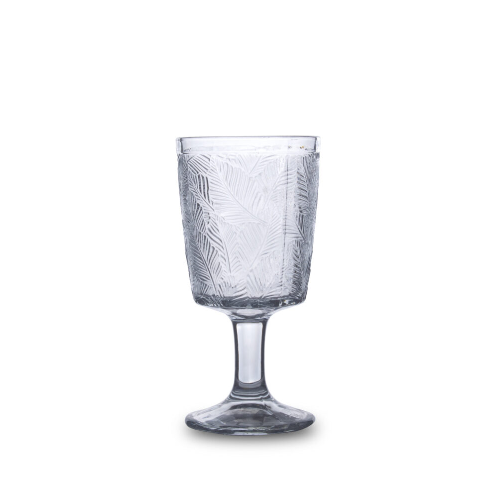 Drinking Glass With Stem Leaf - White