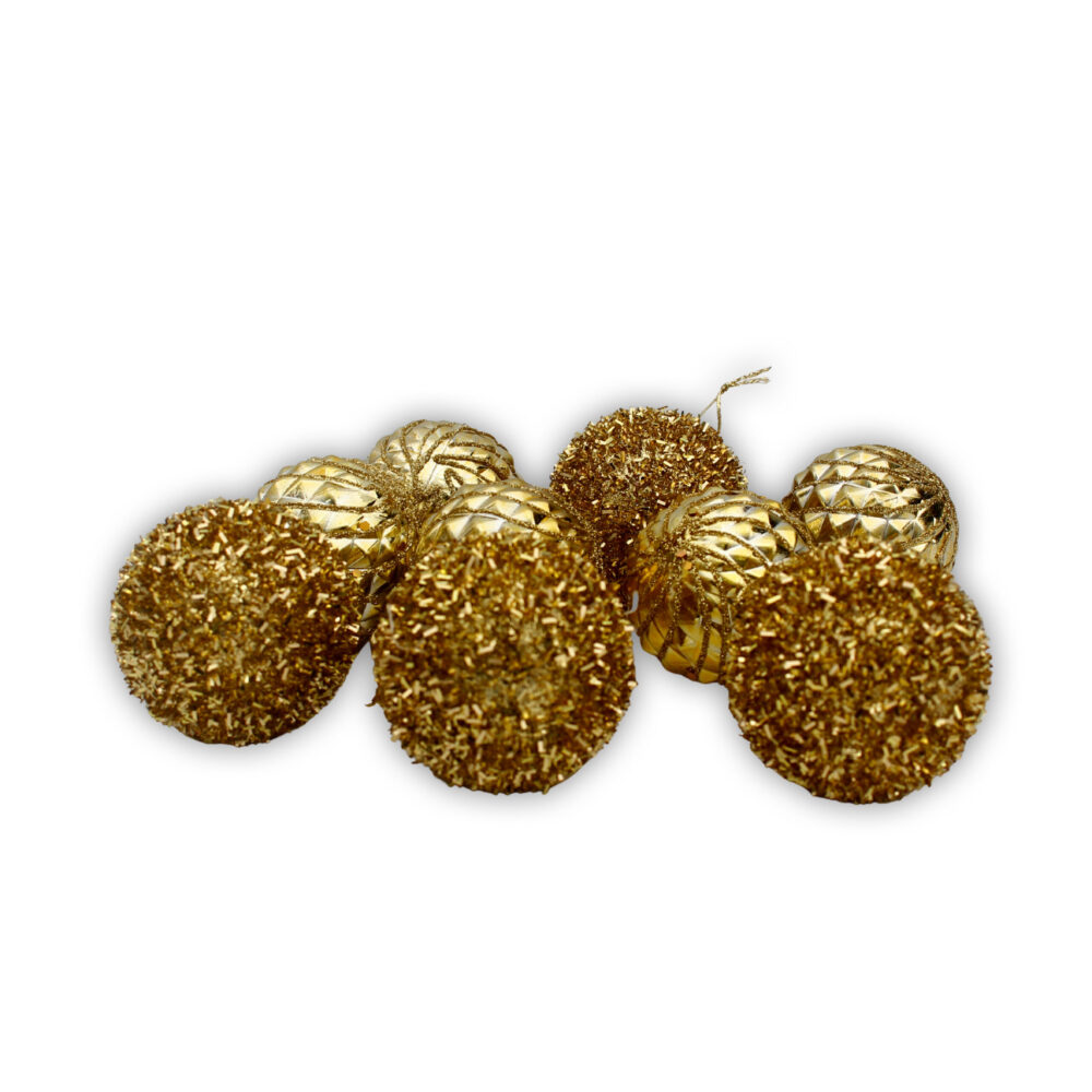 9 Pieces 6cm Christmas Baubles - Gold