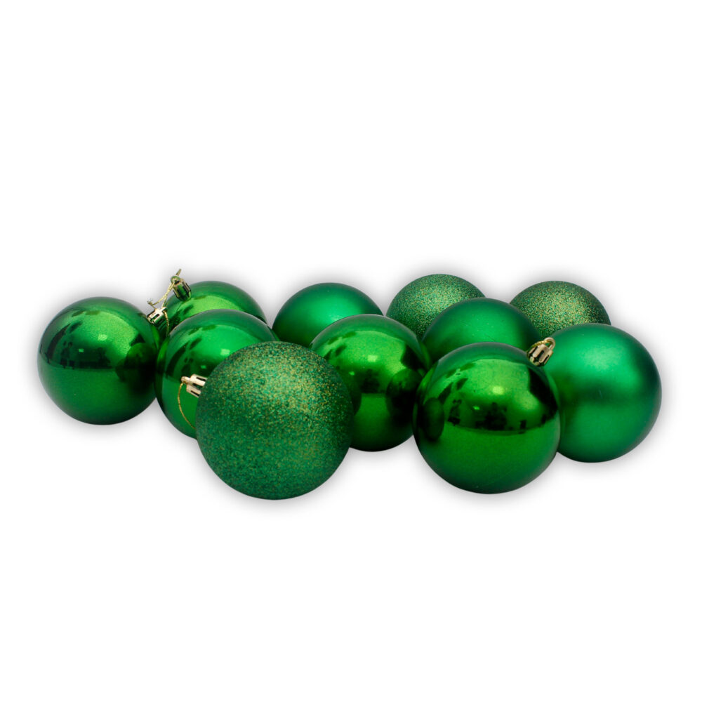 24 Pieces 8cm Christmas Baubles - Green