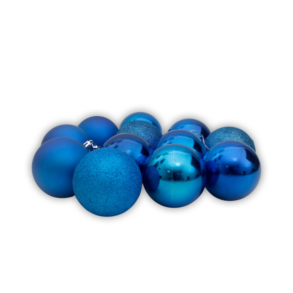 24 Pieces 8cm Christmas Baubles - Blue