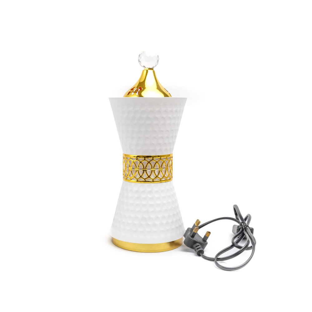 Electric Bakhoor Cylinder - White & Gold