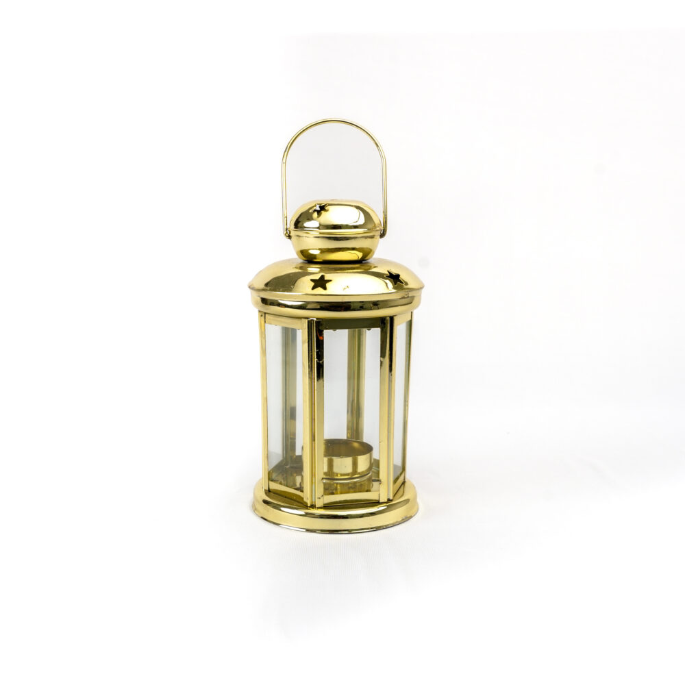 Table Lantern Star Design With Gold Frame - Small