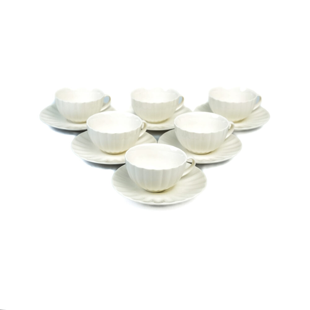 Ceramic White Tea Cup & Saucer Pumpkin Design - 12pcs  Set