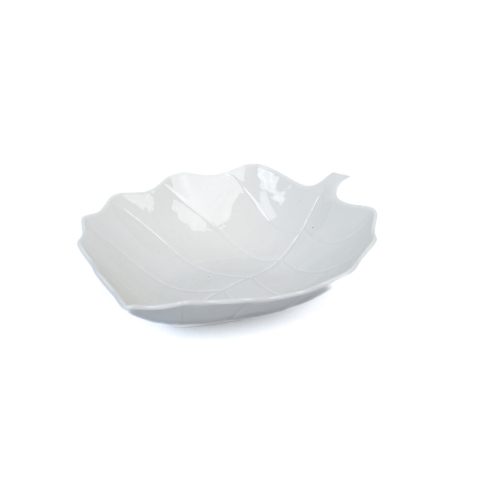 Ceramic White Dish  Leaf Design - Large