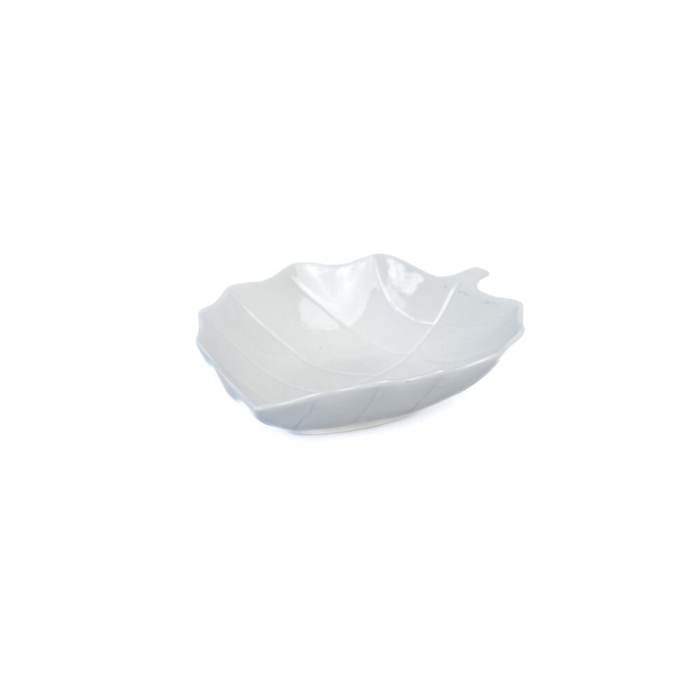 Ceramic White Dish  Leaf Design - Small