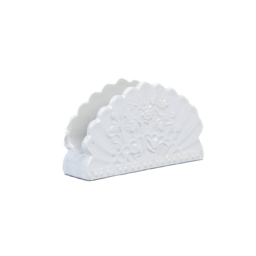 Ceramic White Tissue Holder Fan Design