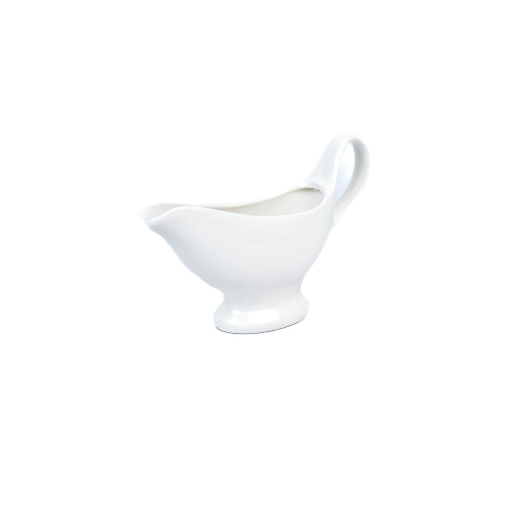Ceramic White Gravy Curry Boat With Handle
