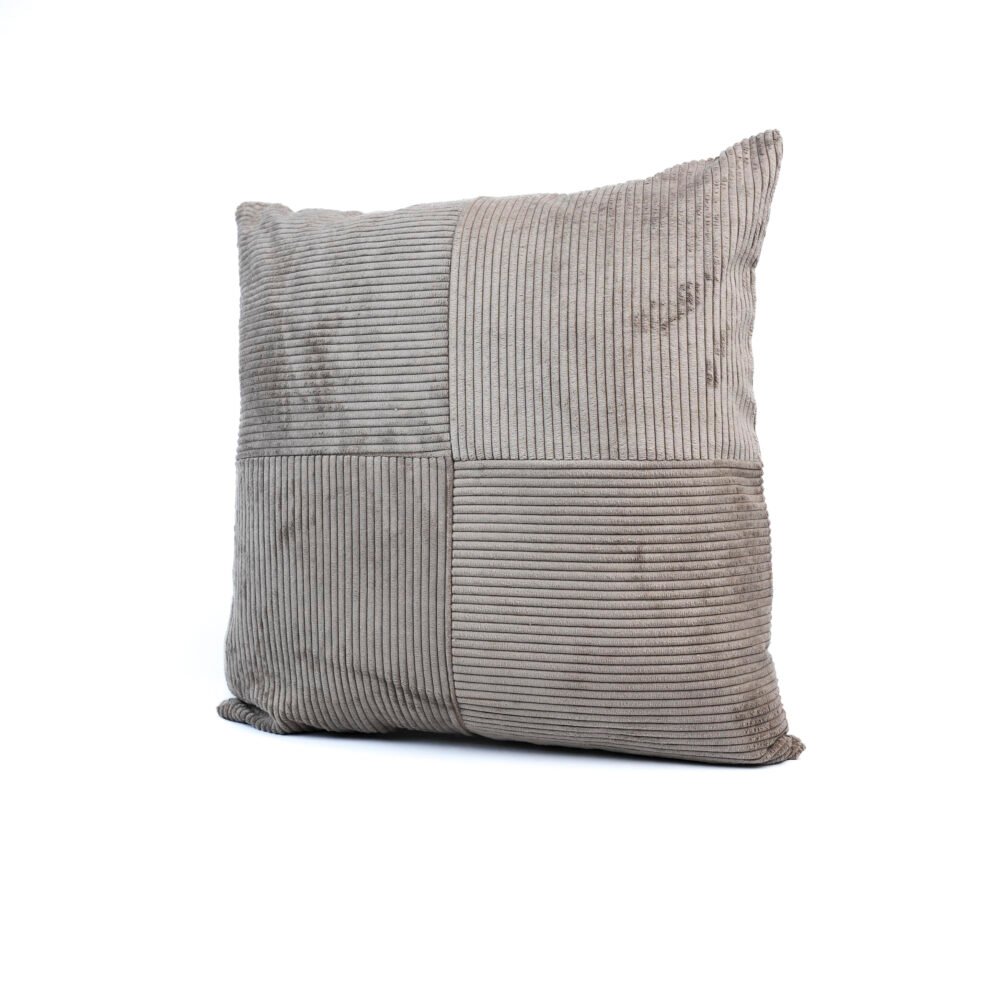 Corduroy Panel Design Cushion Cover - Light Grey