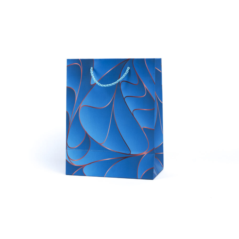 Wave Leaf Pattern Electric Blue Gift Bag - Small