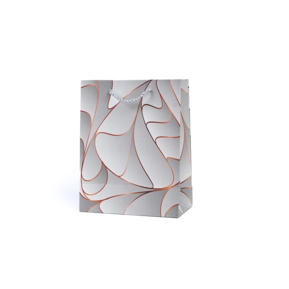 Wave Leaf Pattern Charcoal Light Grey Gift Bag - Small