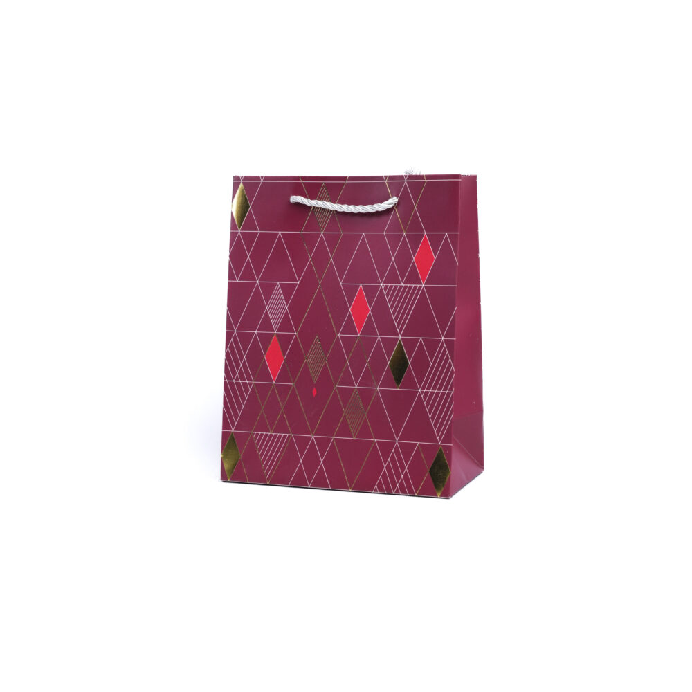 Geometric Luxe Burgundy Variant Gift Bag - Small
