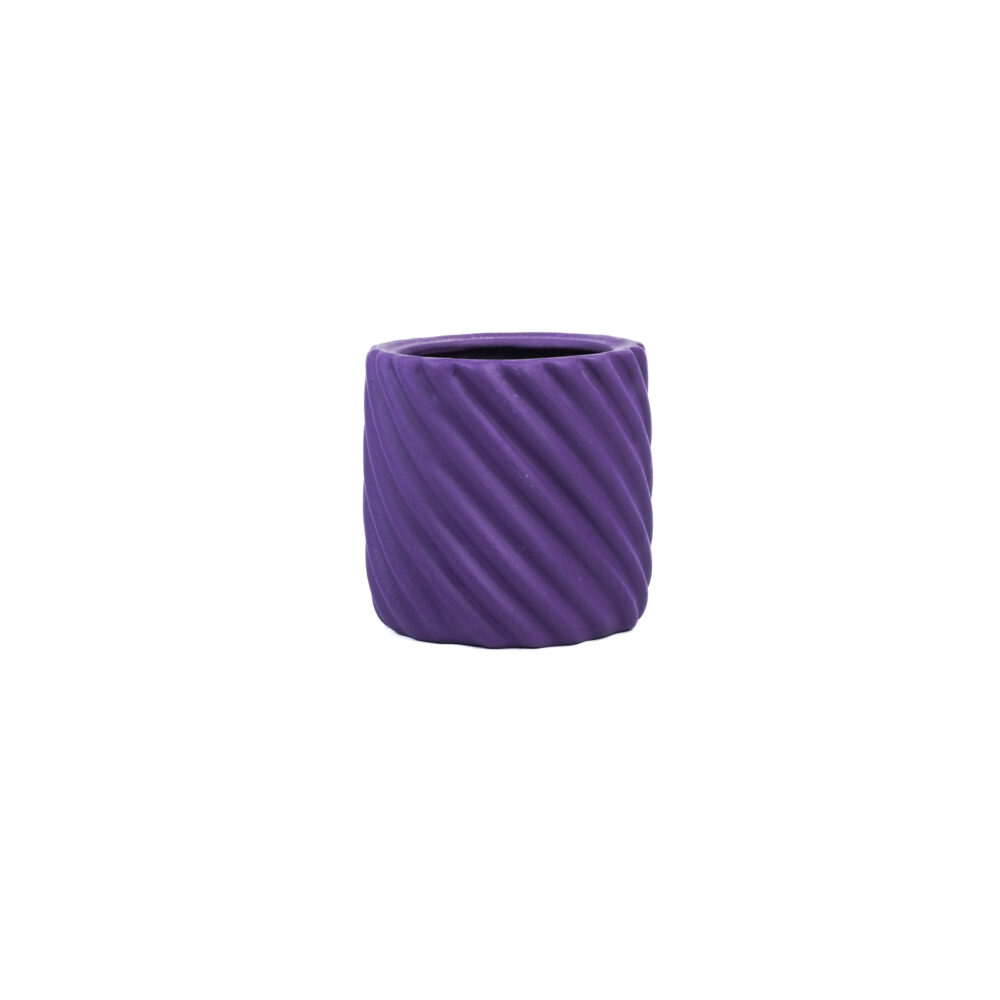 Spiral Grooved Indoor Clay Pot -Purple Small
