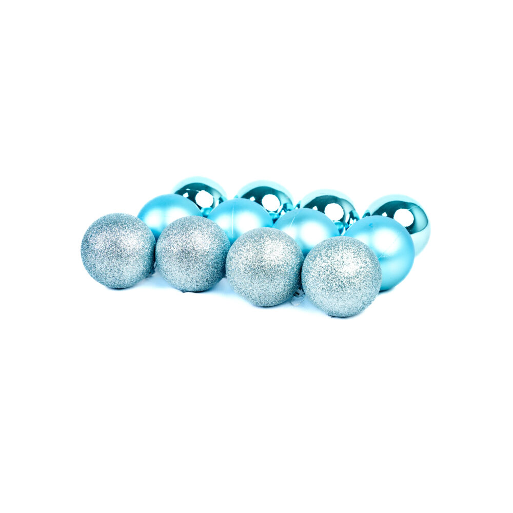 Stunning Turquoise Blue Christmas Baubles - 12 Pieces Pack - Elegant Ball Ornament Set