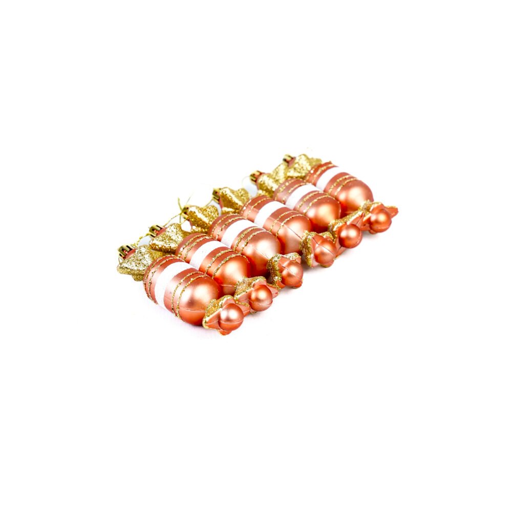 Copper Sweet-Shaped Christmas Baubles - 6-Piece Novelty Ornament Set