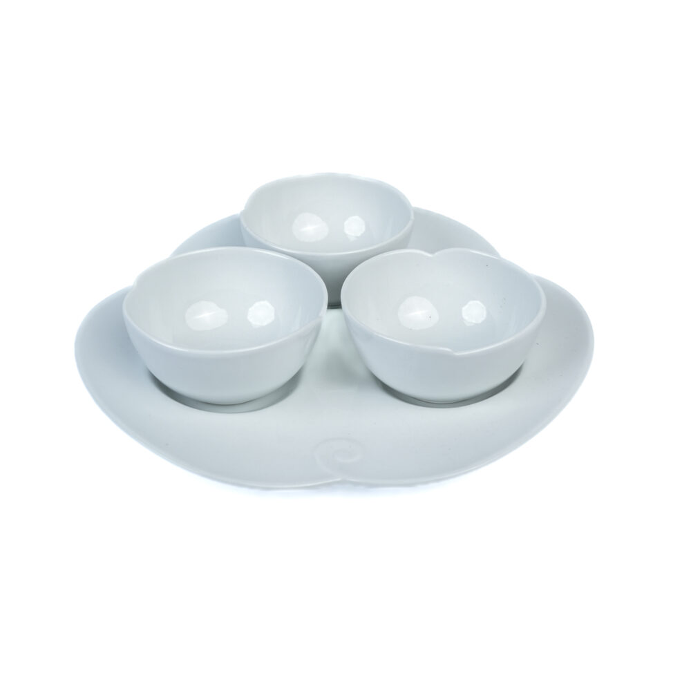Versatile Ceramic Platter with Three Bowls | Perfect Serving Set for Entertaining