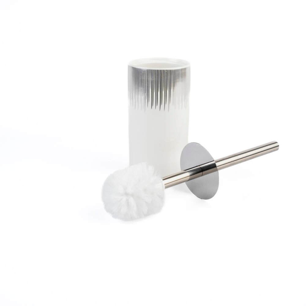 Nordic Eclipse Meridian Toilet Brush With Minimalist Silver Metallic Wand