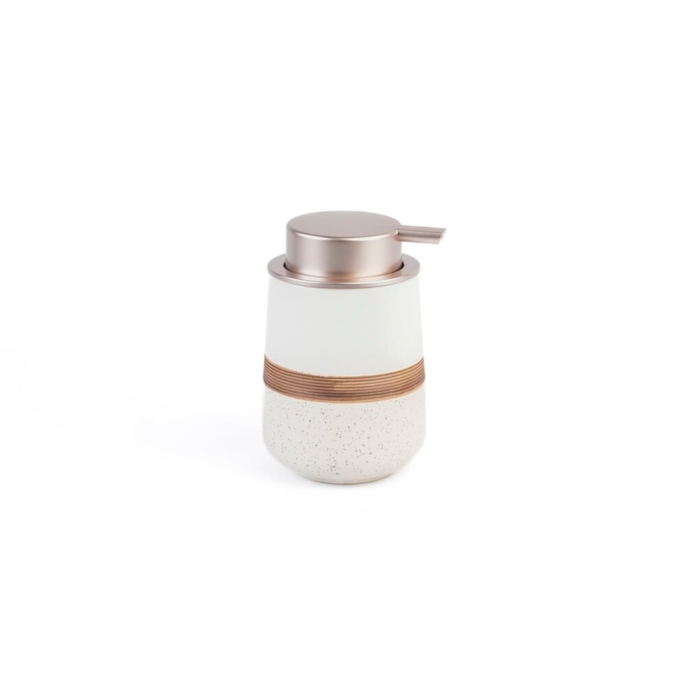 Nordic Tri-Tone Ceramic Soap Dispenser – Speckled White & Cream