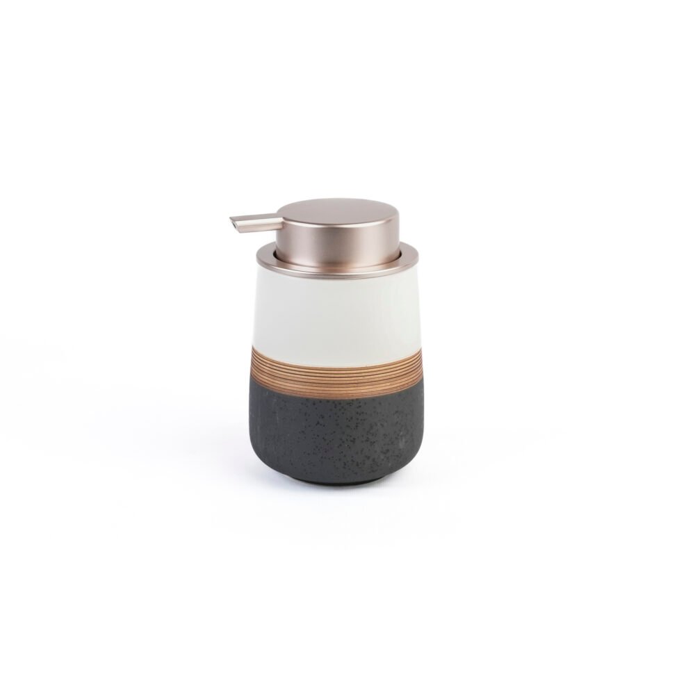 Nordic Tri-Tone Ceramic Soap Dispenser – Speckled Black & Cream
