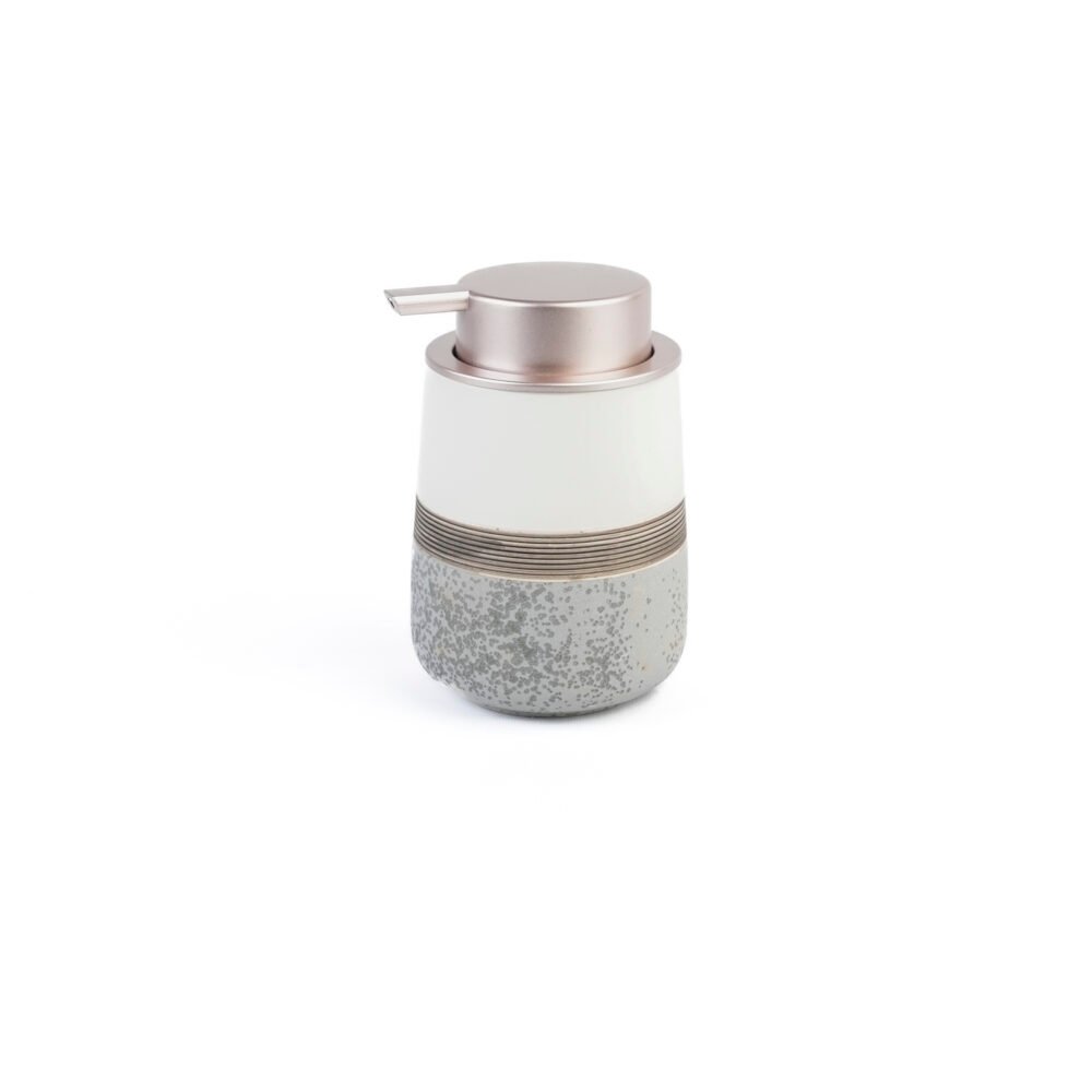 Nordic Tri-Tone Ceramic Soap Dispenser – Speckled Grey & Cream