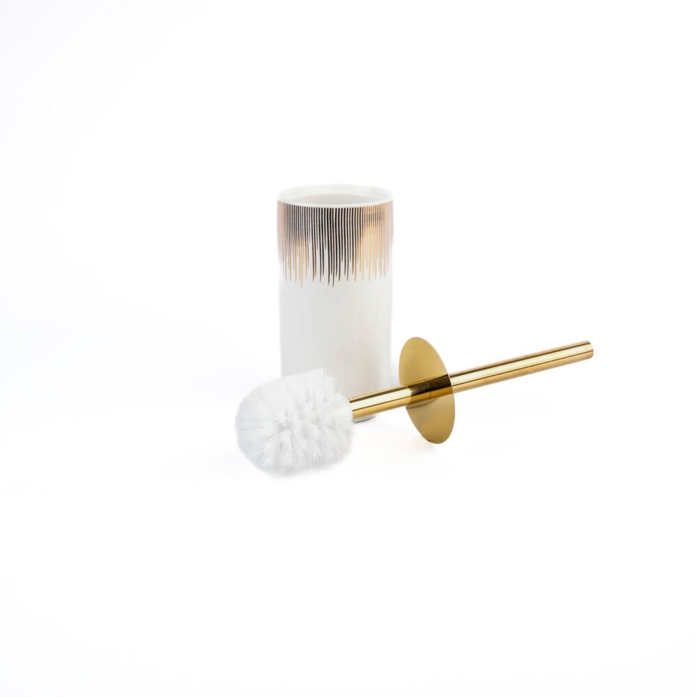 Nordic Eclipse Meridian Toilet Brush With Minimalist Gold Metallic Wand
