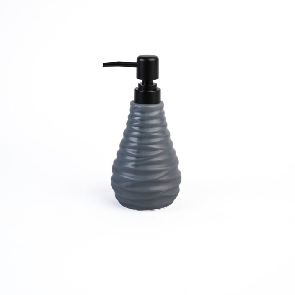 Nordic Stacked Ring Ceramic Soap Dispenser – Matte Grey & Black