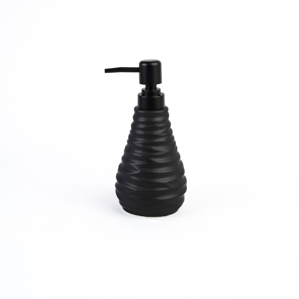 Nordic Stacked Ring Ceramic Soap Dispenser – Matte Black