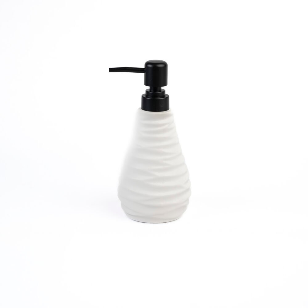 Nordic Stacked Ring Ceramic Soap Dispenser – Matte White & Black