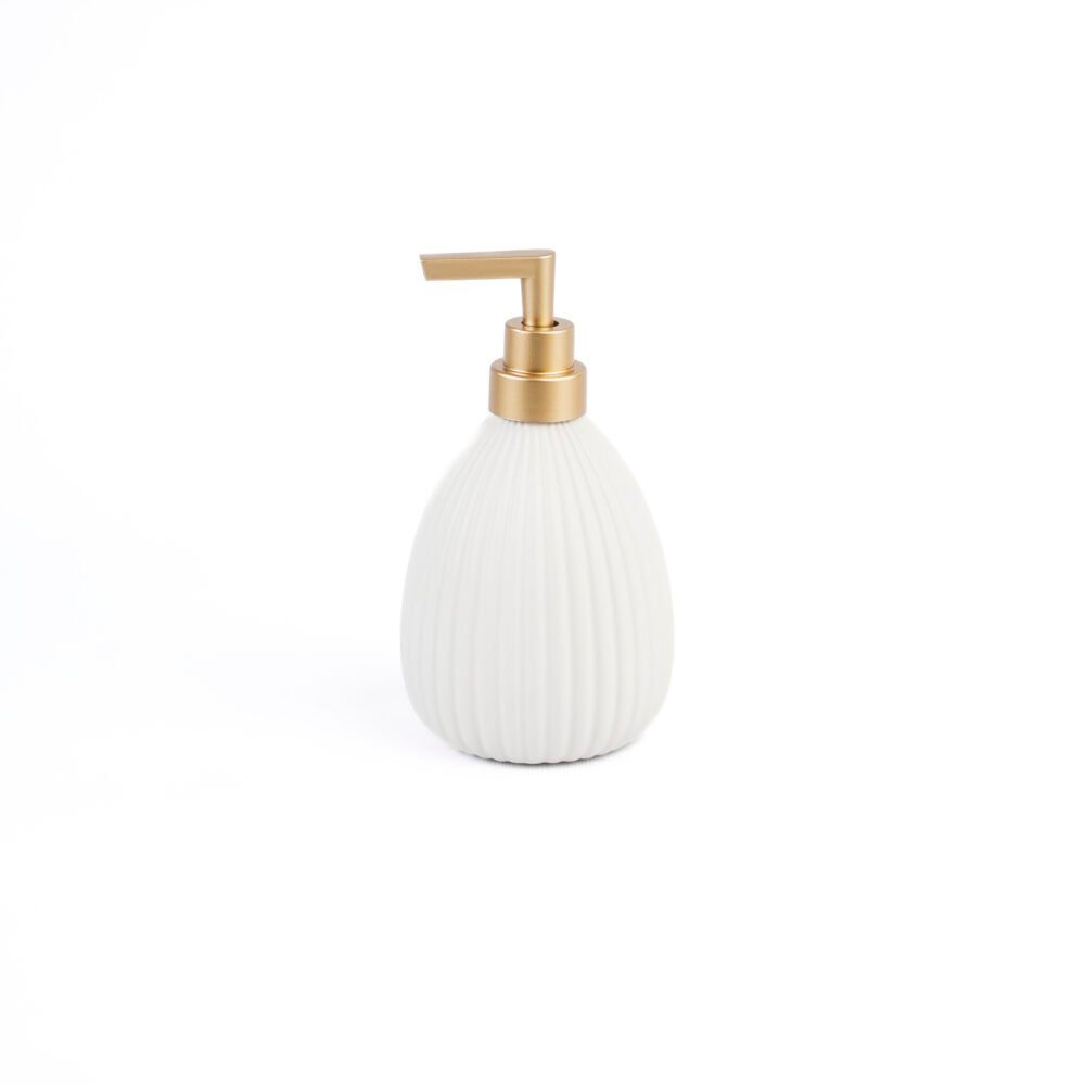 Nordic Pleat Soap Pump - White & Gold