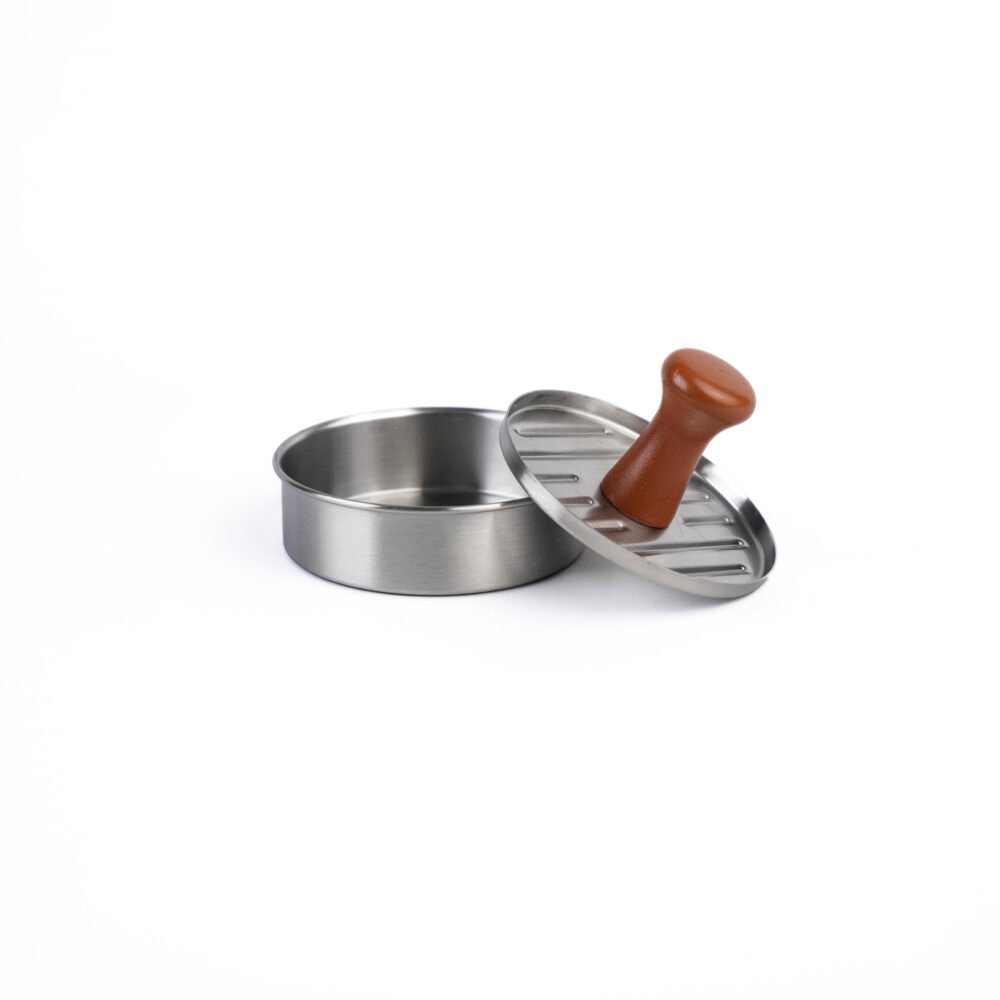 Hamburger Press - Stainless Steel Base With Wooden  Handle