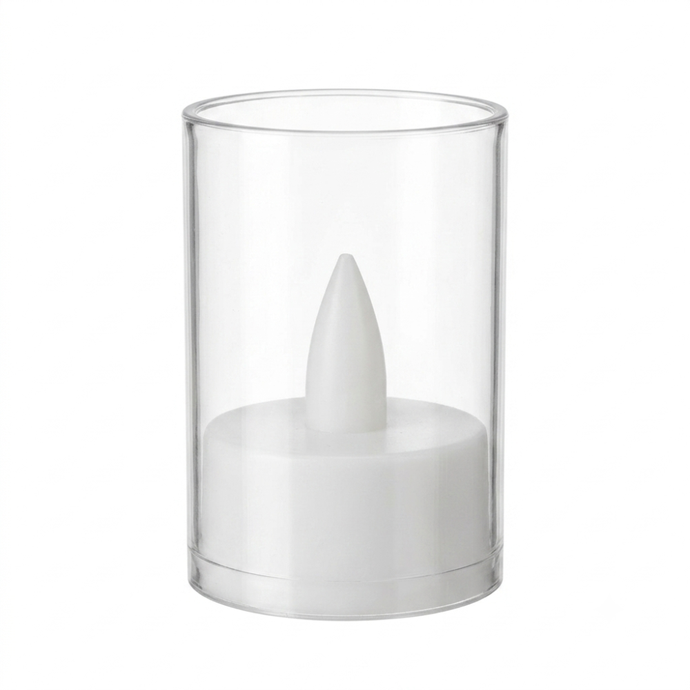 Mini Tea Light LED Candle With Glass Cup