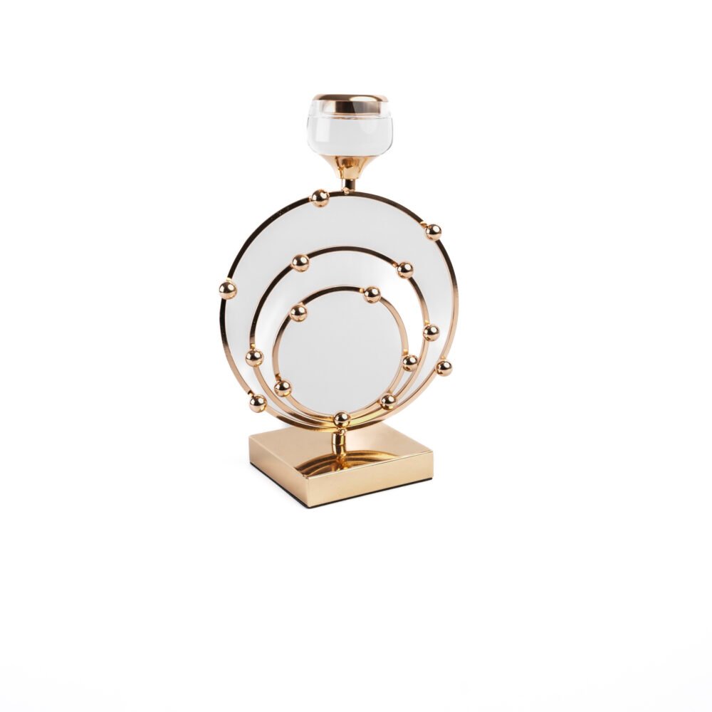 Modern Gold Concentric Orbital Candle Holder