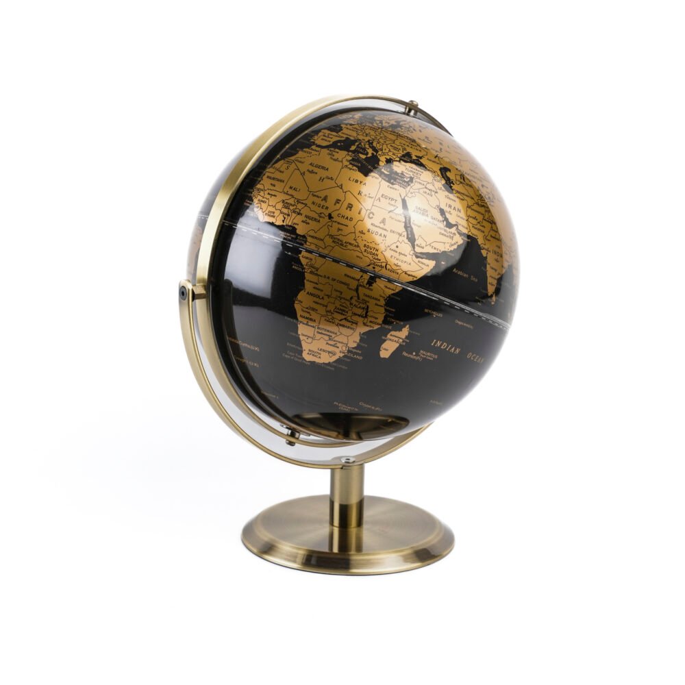 Modern Black & Gold Vintage Desktop World Globe